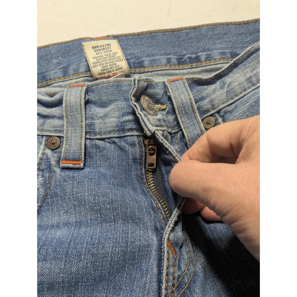TRUE RELIGION BOBBY BAGGY Men 30 (Seat 34) Distressed Blue Jeans‎ Made In USA